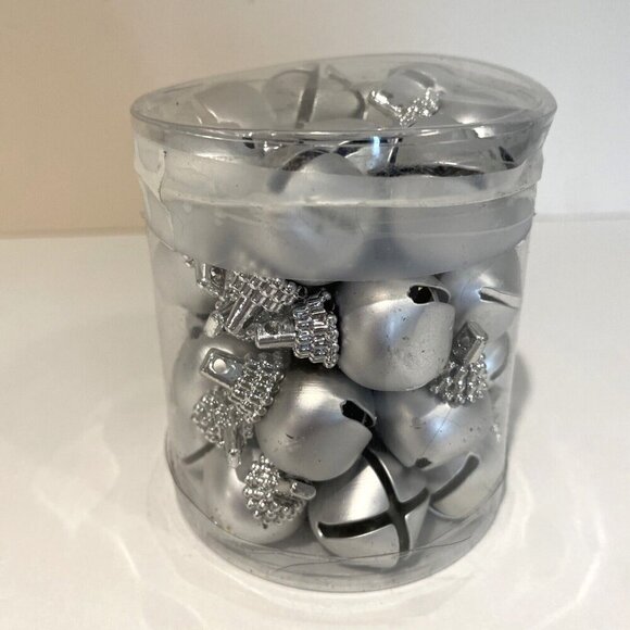 Vintage Trim A Home Christmas Jingle Bell Ornaments 32 Count 1” Silver Holiday - Picture 1 of 6